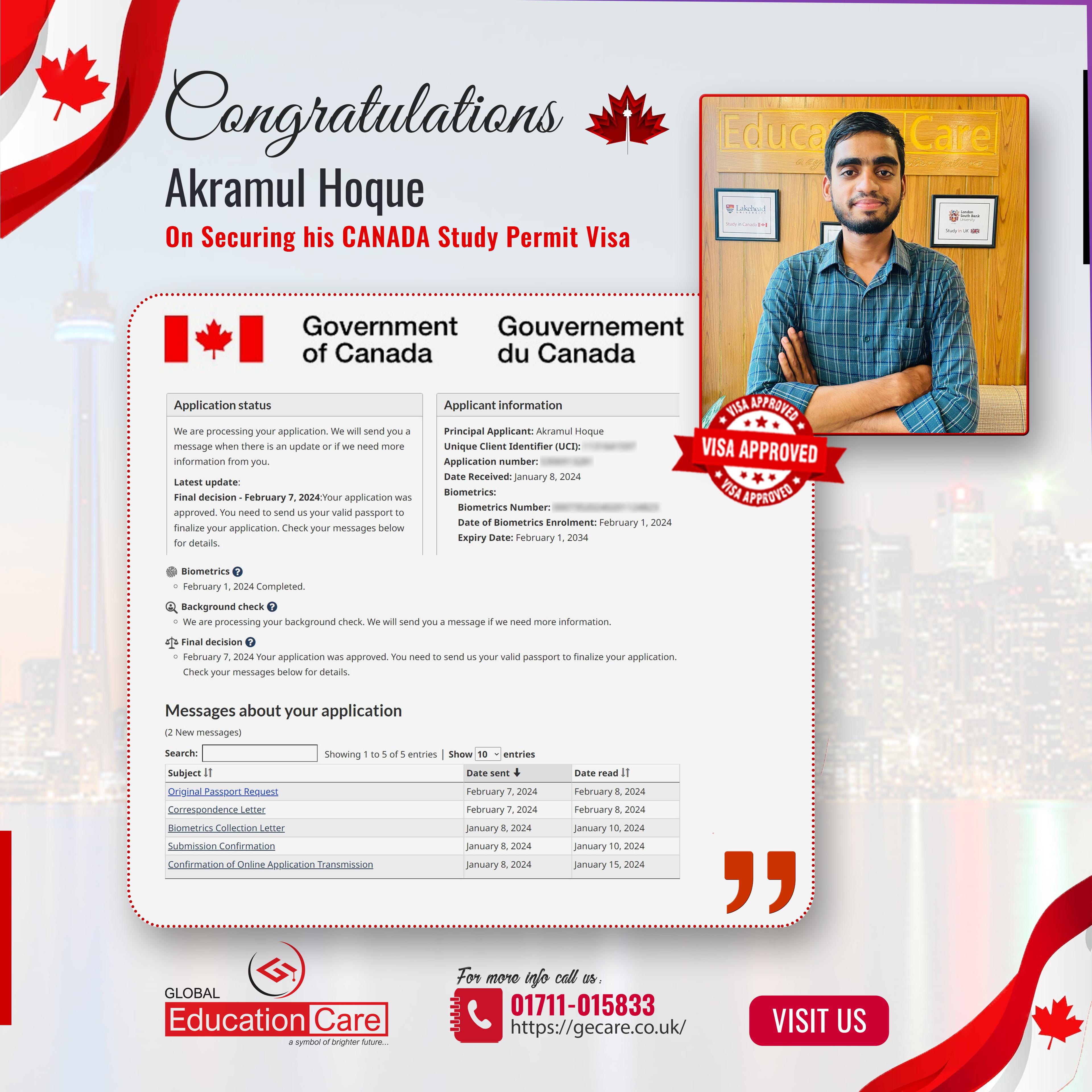 Canada Visa Success (Akramul Hoque)