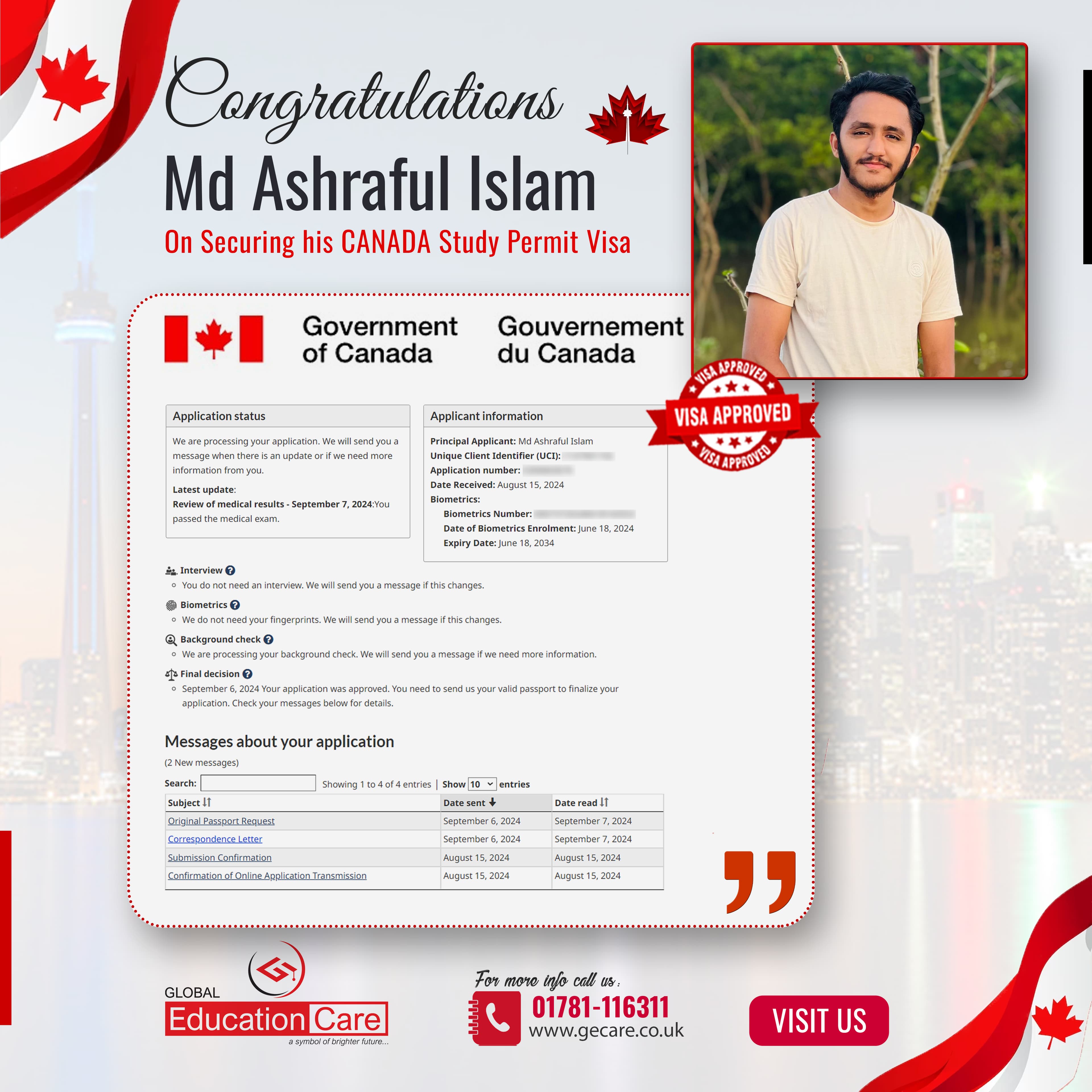 Canada Visa Success (Md Ashraful Islam)