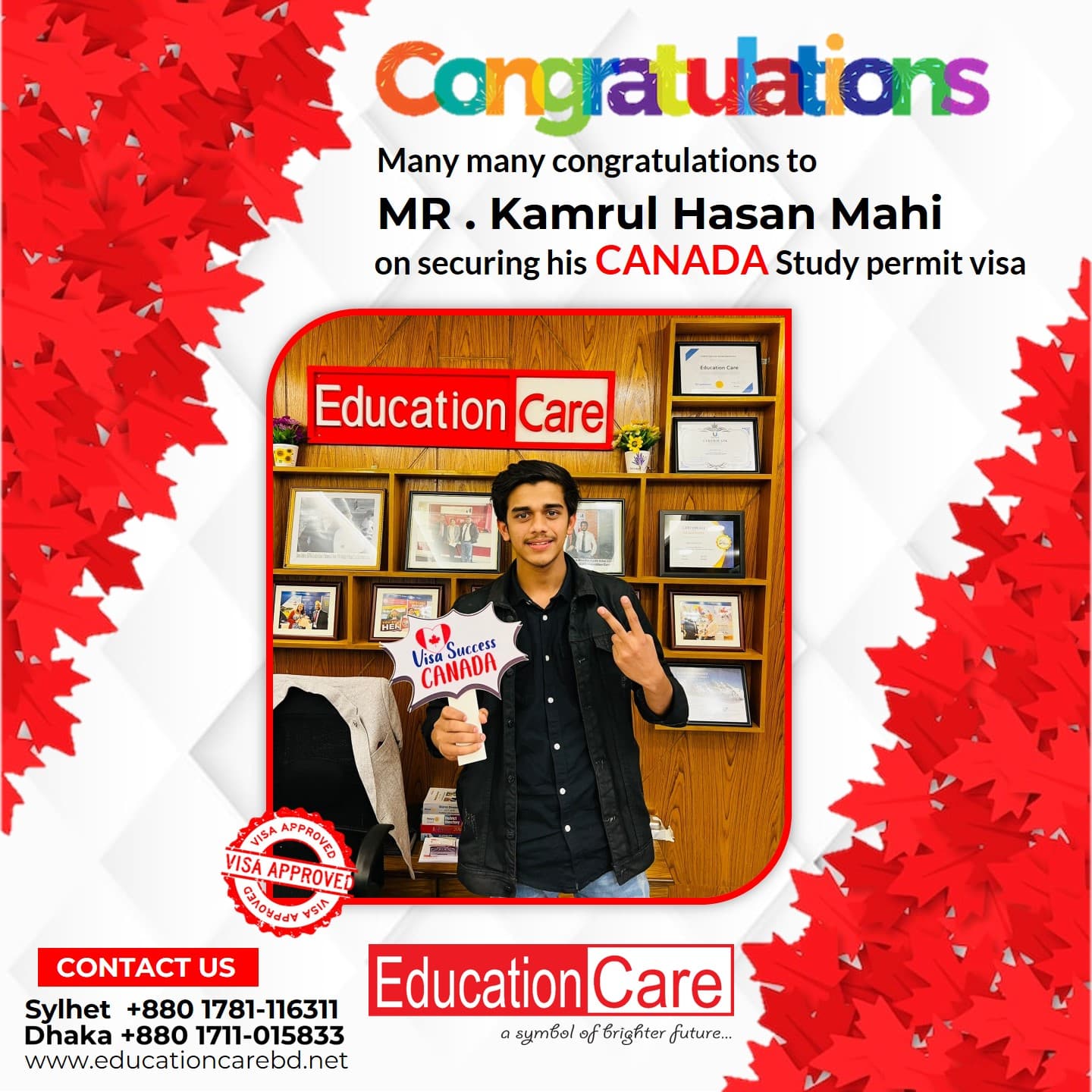 Canada visa success (Mr. Kamrul Hasan Mahi)