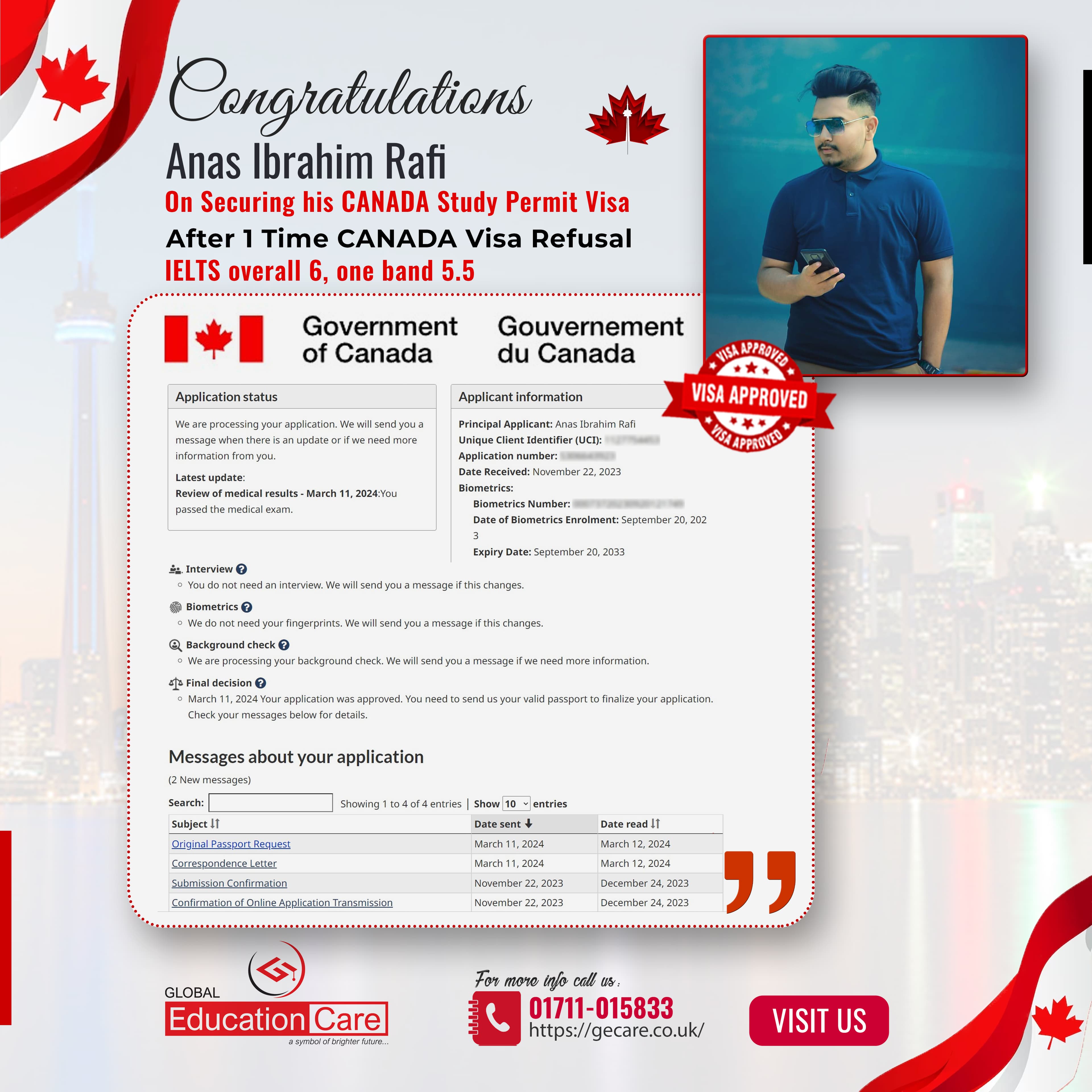 Canada Visa Success (Anas Ibrahim Rafi)