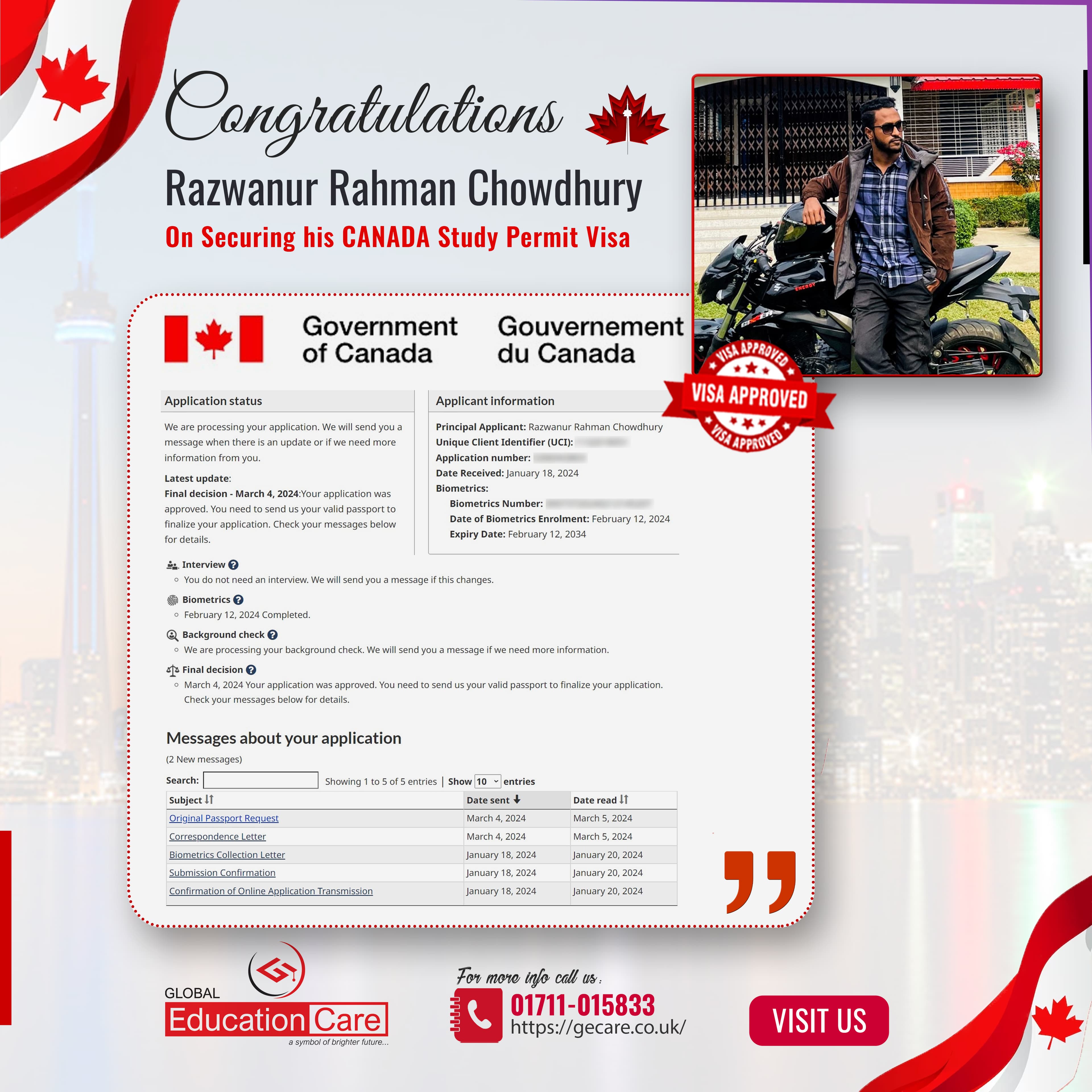 Canada Visa Success (Razwanur Rahman Chowdhury)