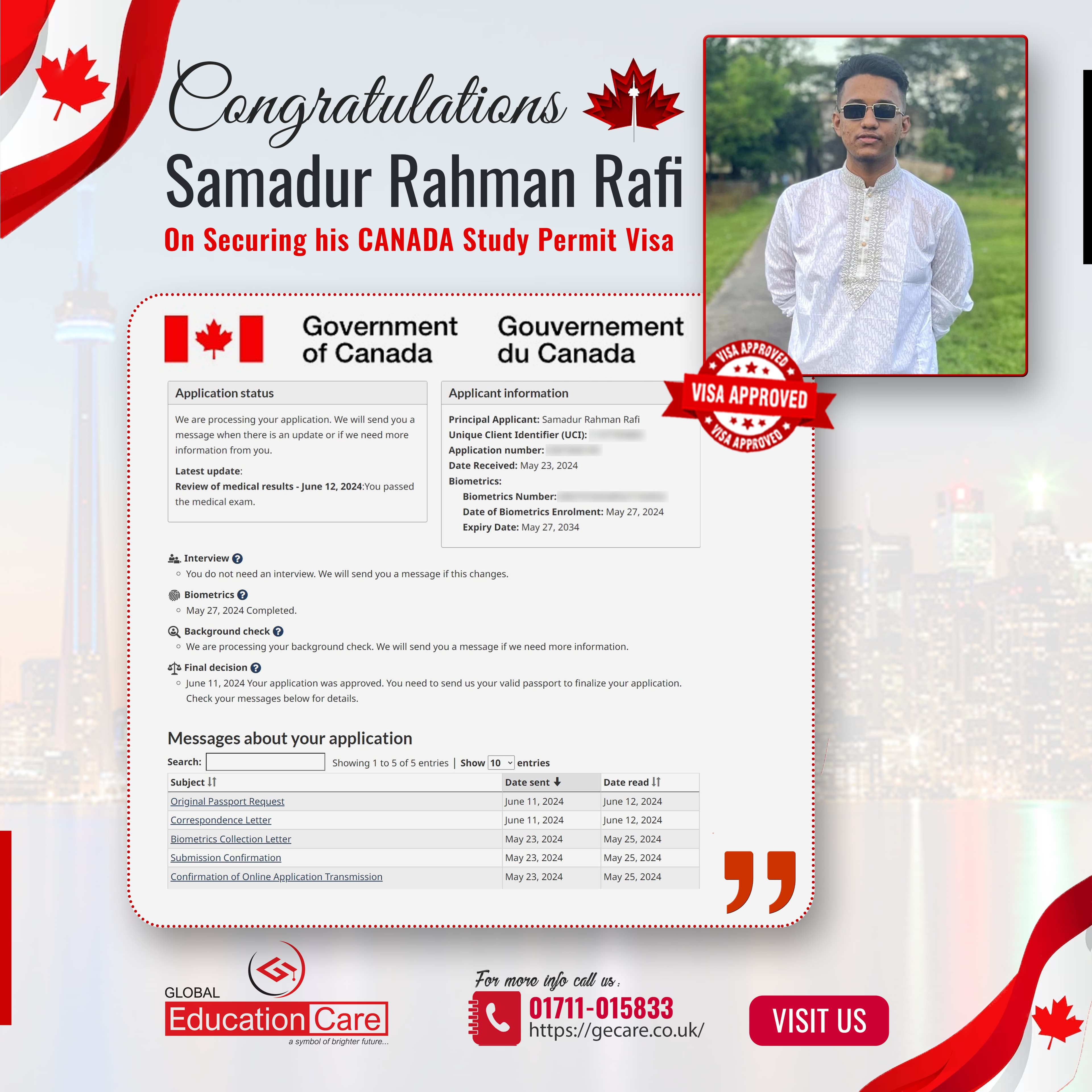 Canada Visa Success (Samadur Rahman Rafi)