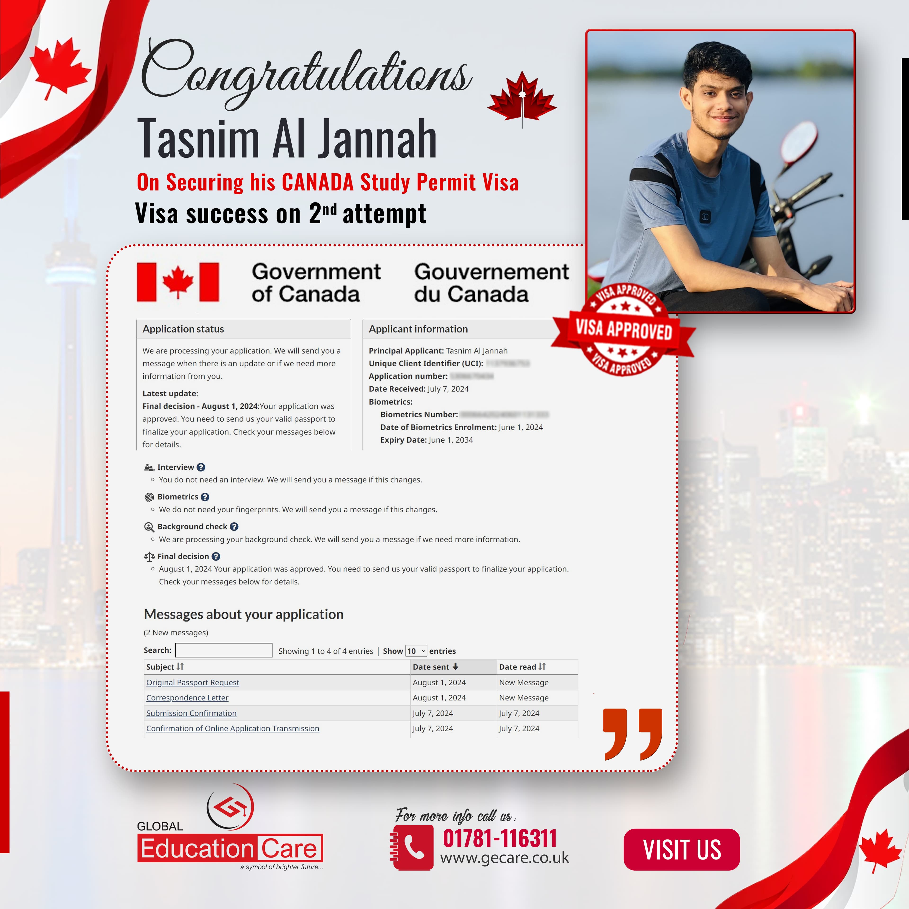 Canada Visa Success (Tasnim Al Jannah)