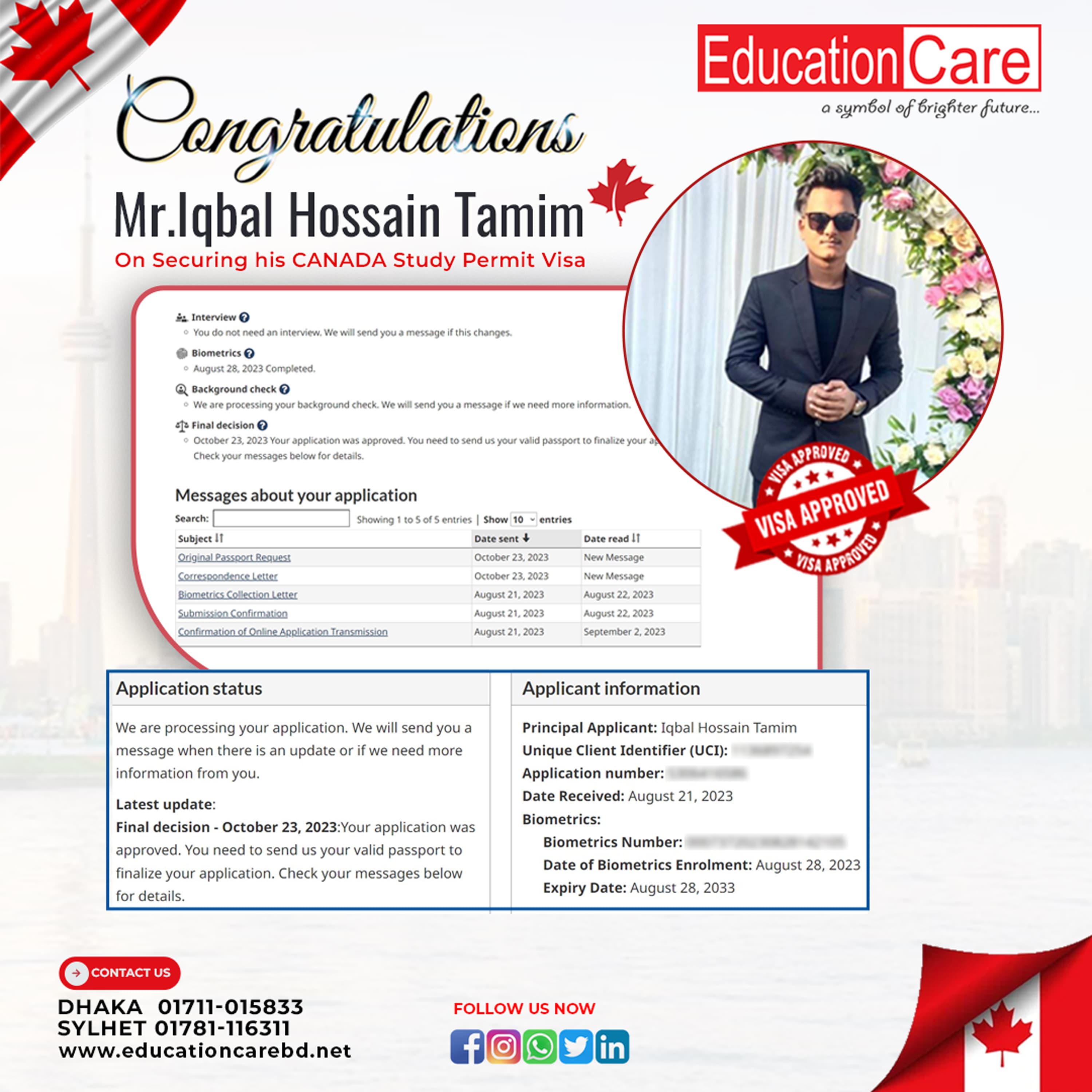 Canada Visa Success (Iqbal Hossain Tamim)
