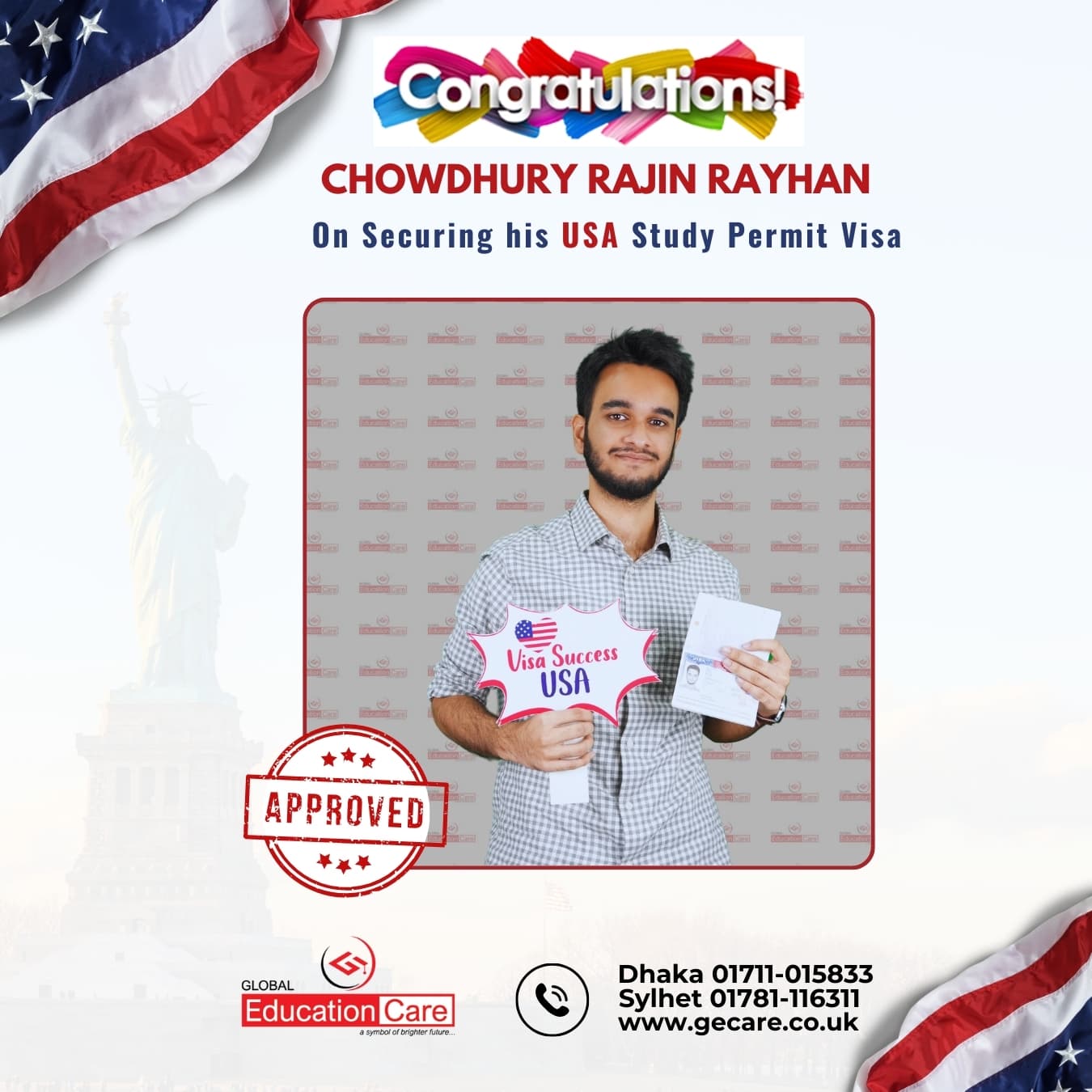 Chowdhury Rajin Rayhan Visa Success