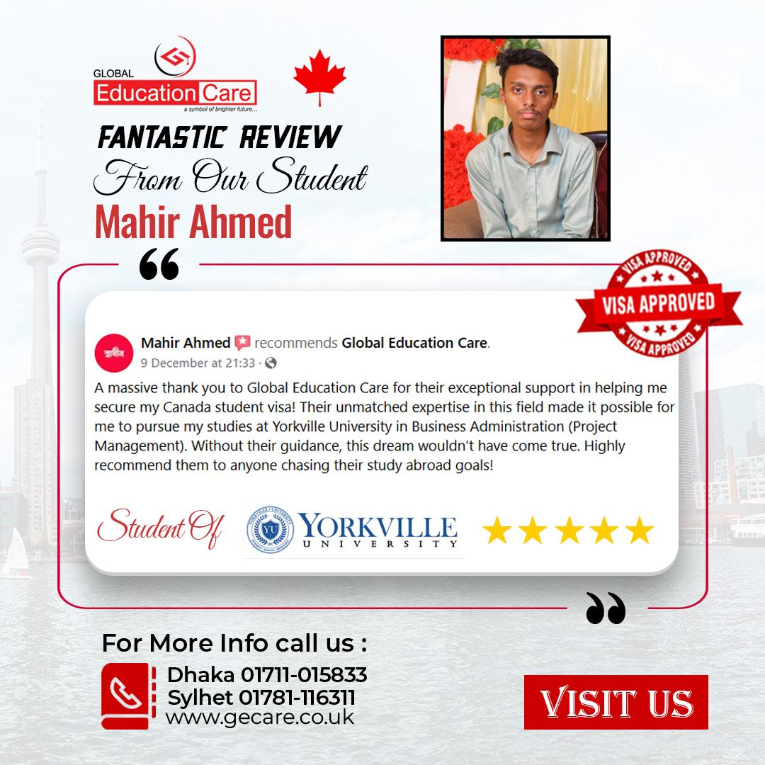 Canada Visa Success | Mahir Ahmed | Yorkville University (January 2025) Intake