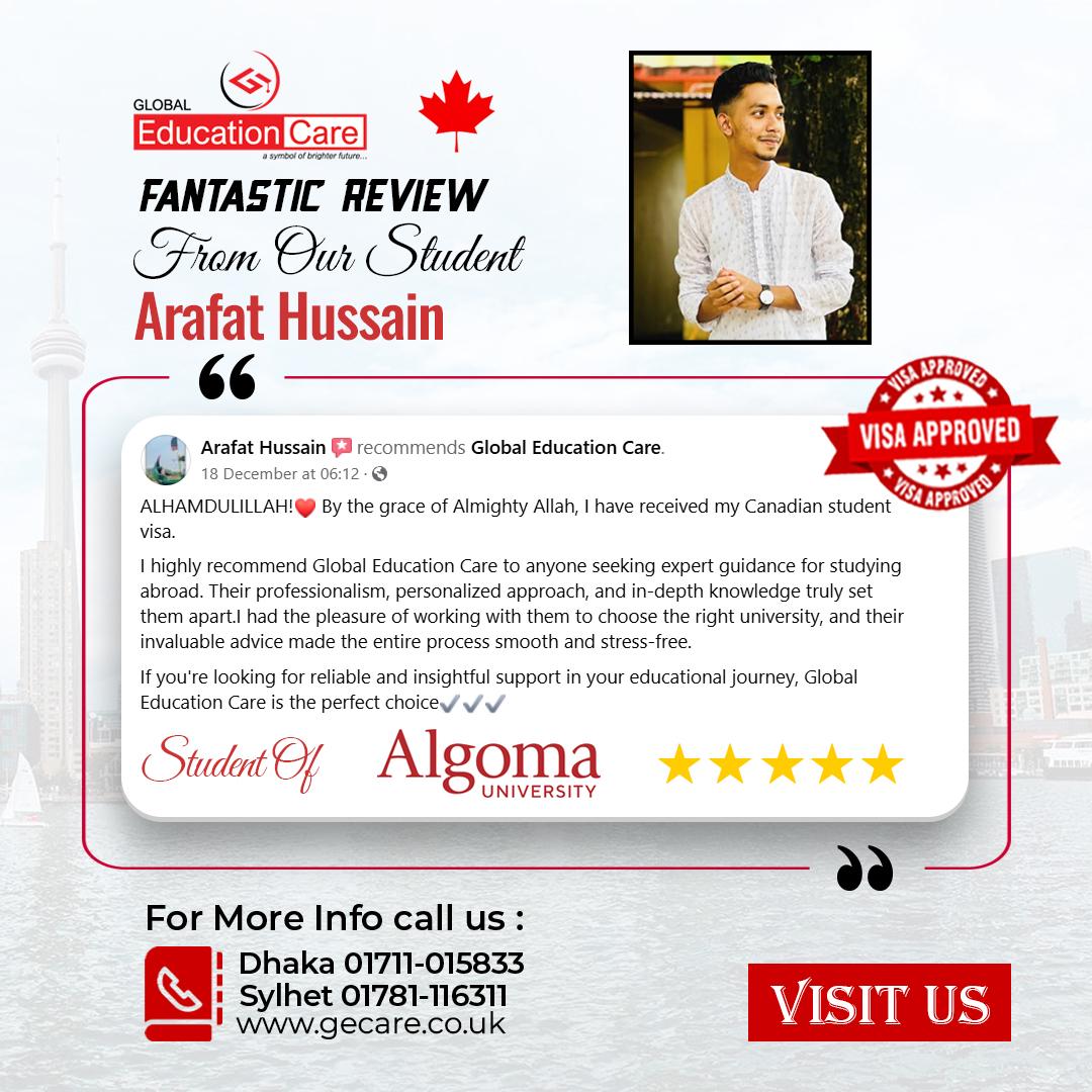Canada Visa Success | Arafat Hussain | Algoma University (January 2025) Intake