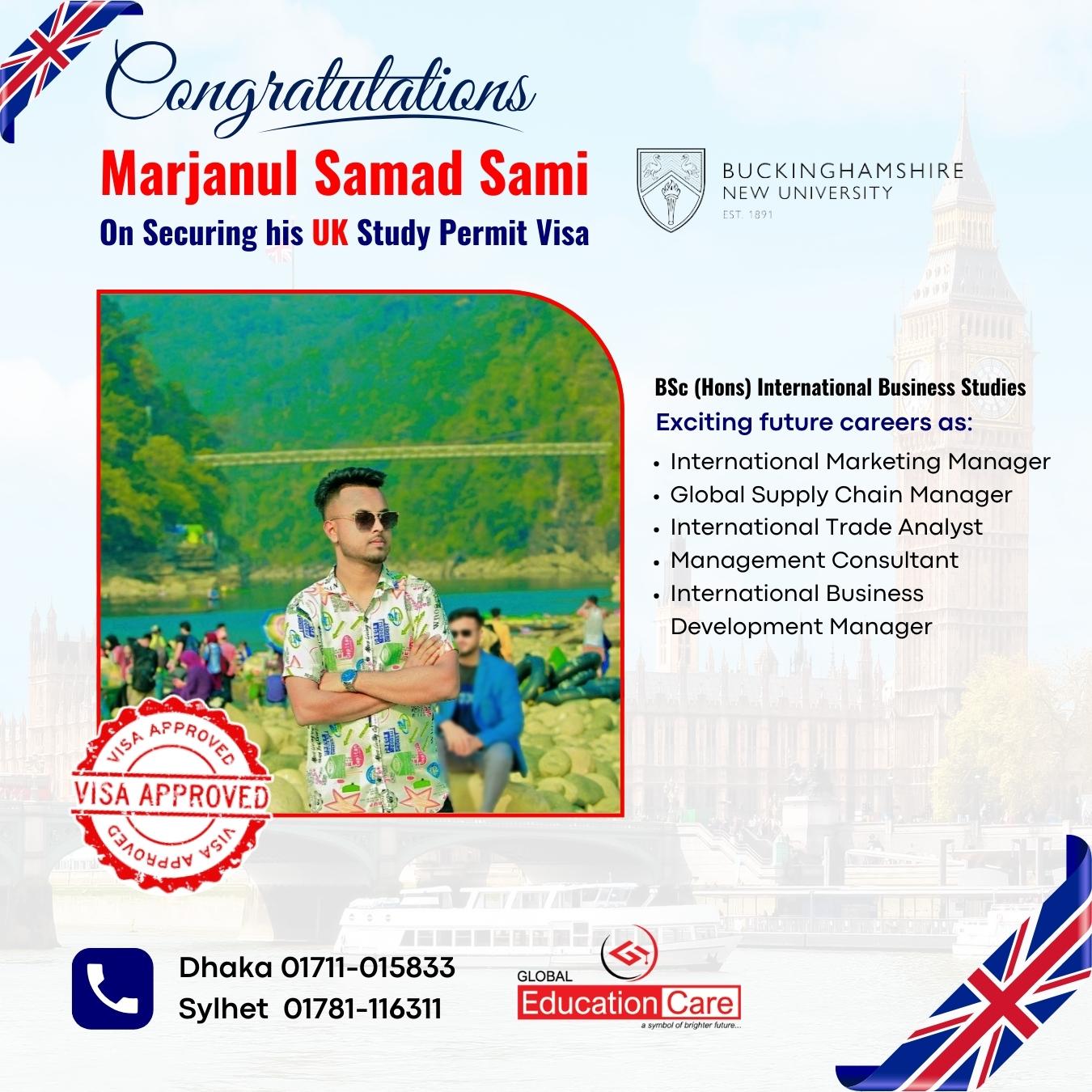 Marjanul Samad Sami - BSc (Hons) International Business Studies - Buckinghamshire New University