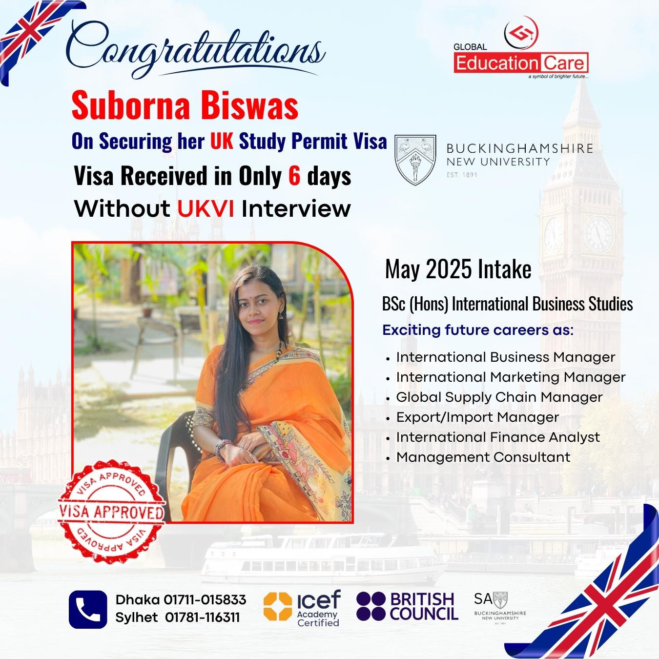 Suborna Biswas | Buckinghamshire New University | BSc (Hons) International Business Studies